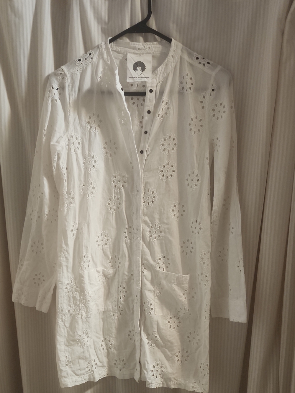 White Eyelet Long Tunic Top
